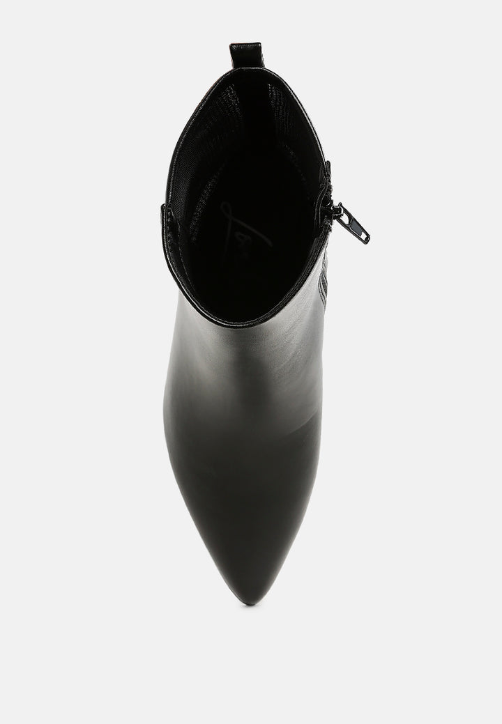 women mesh detail pointy ankle boots#color_black