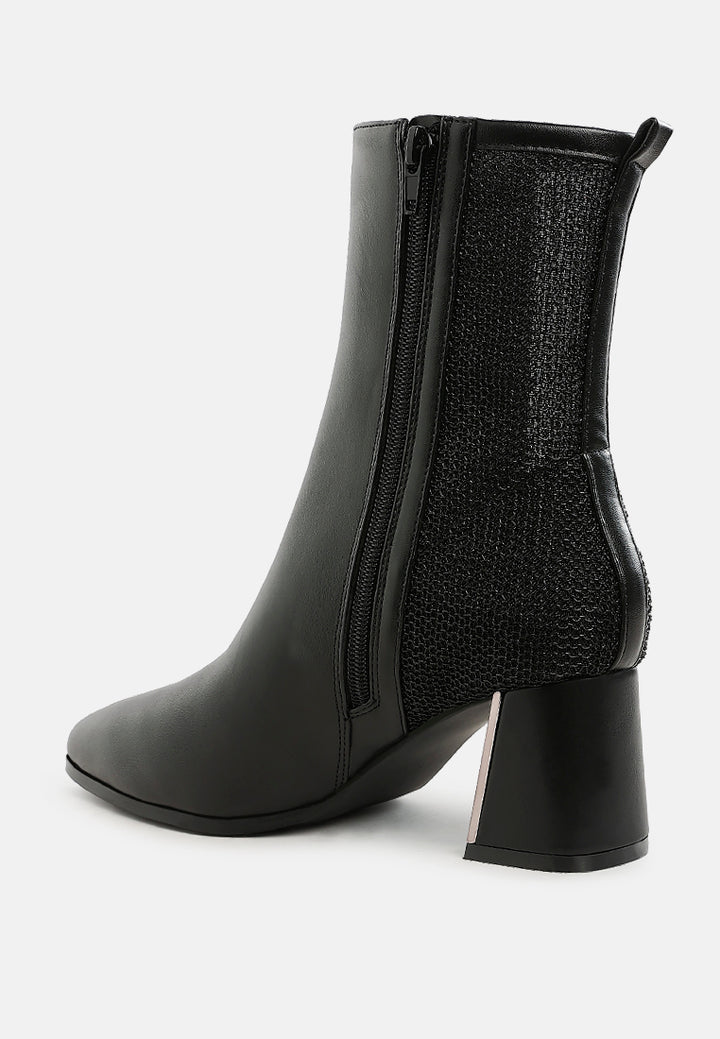 women mesh detail pointy ankle boots#color_black
