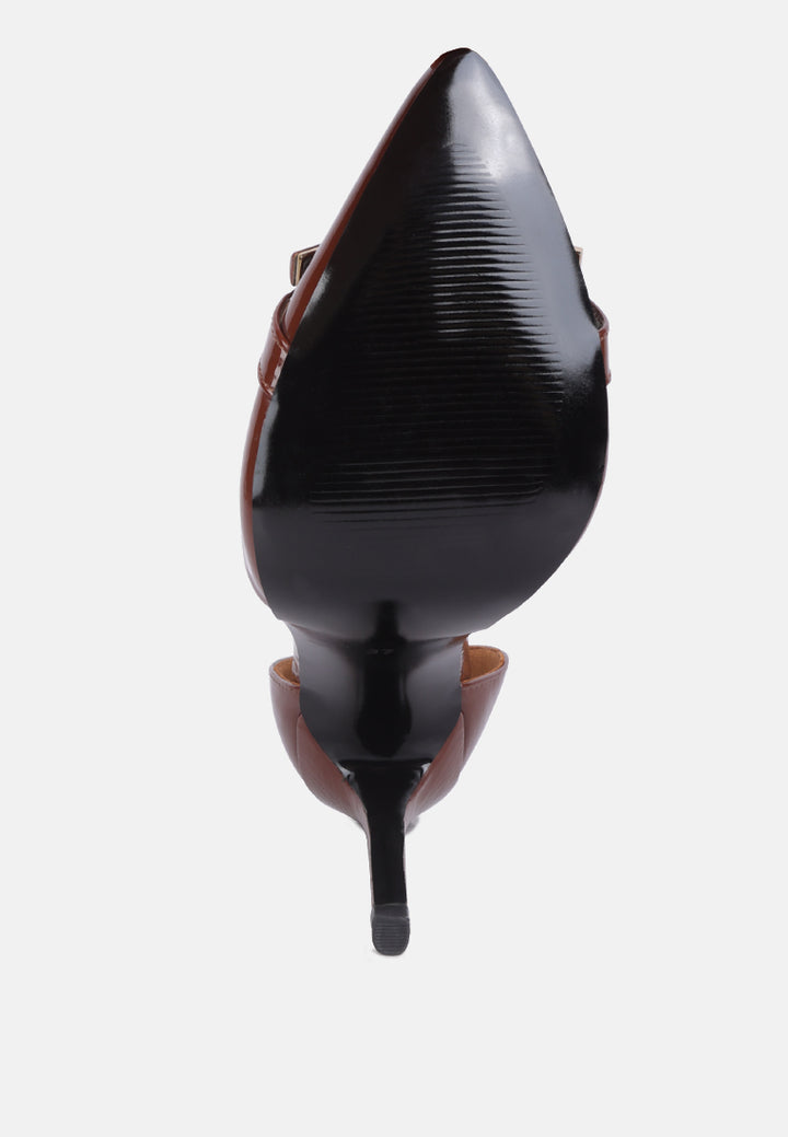 Women Mocktail Diamante Buckle Patent Stiletto Sandals