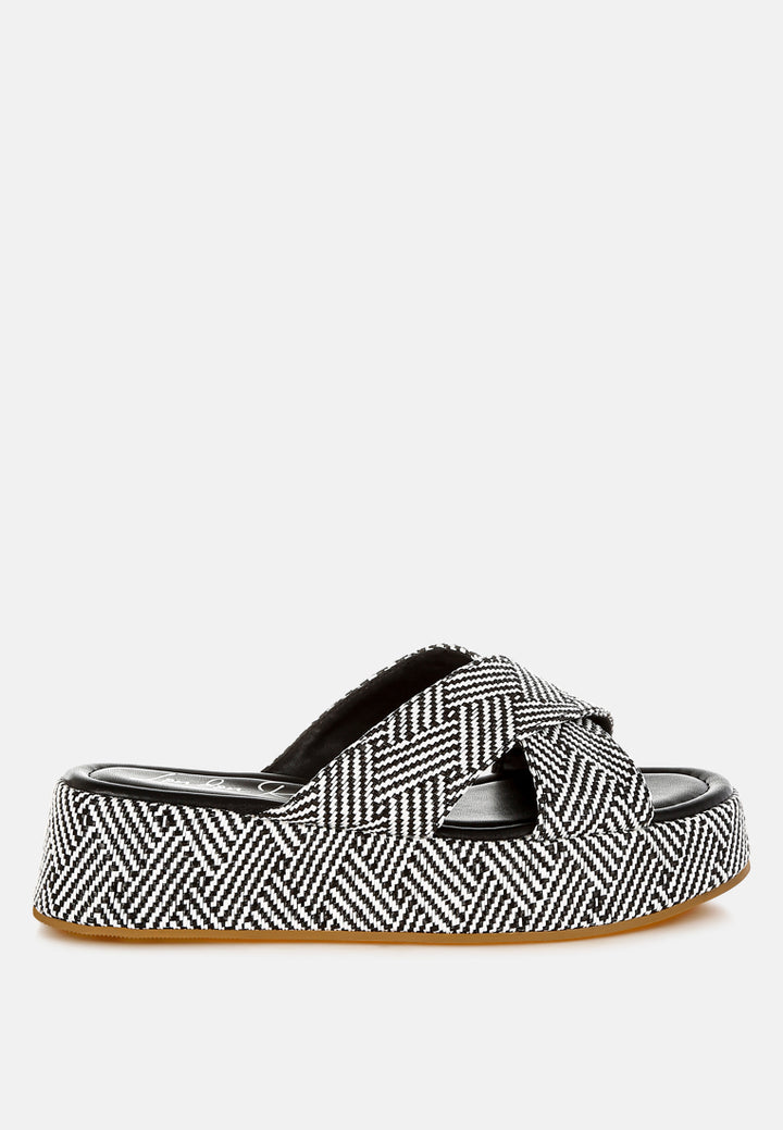 Women Raffia Flatform Slip Ons