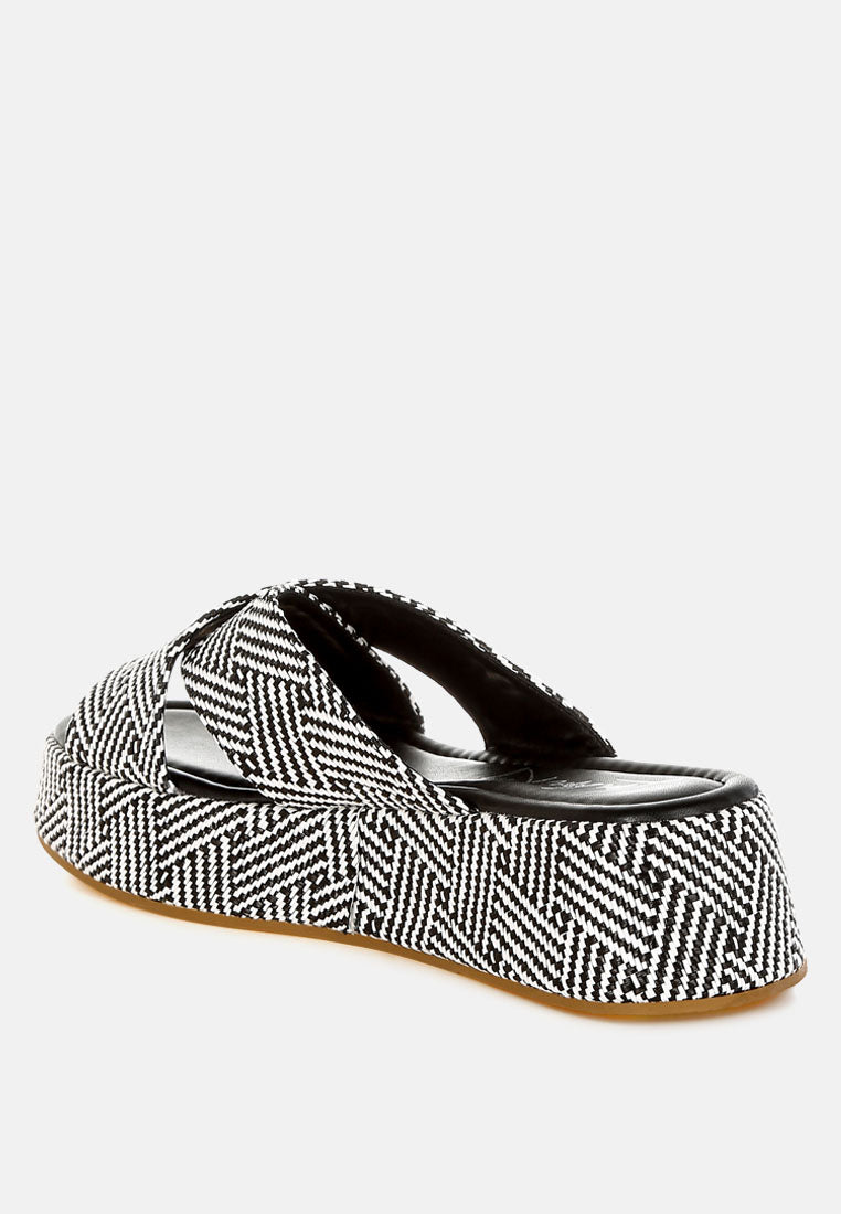 Women Raffia Flatform Slip Ons