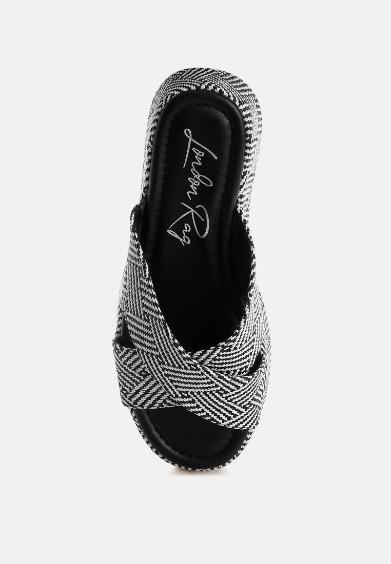 Women Raffia Flatform Slip Ons