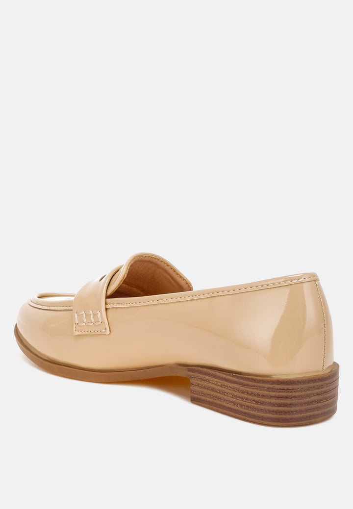 women penny strap detail loafers#color_beige