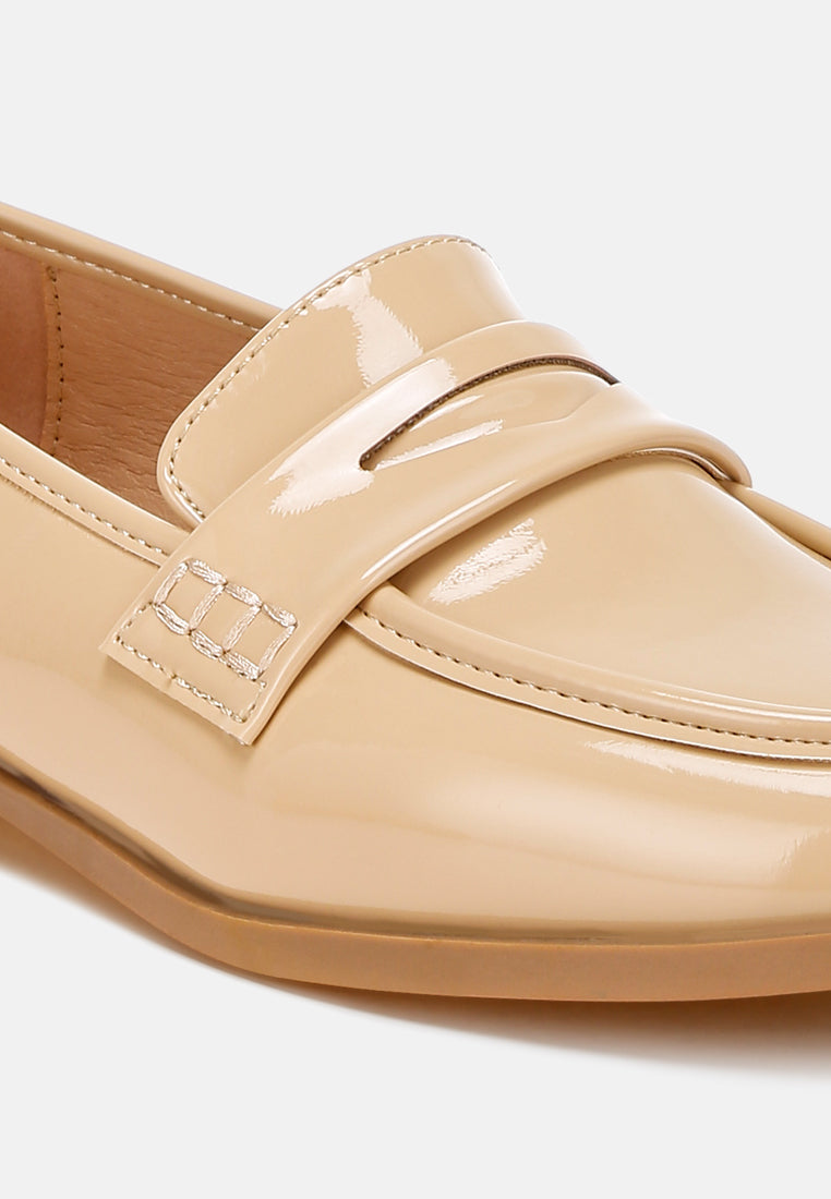 women penny strap detail loafers#color_beige