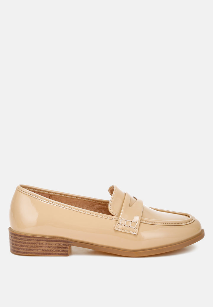 women penny strap detail loafers#color_beige
