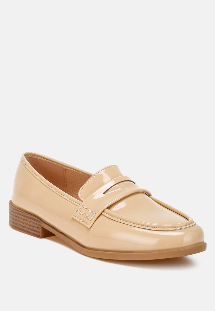 women penny strap detail loafers#color_beige