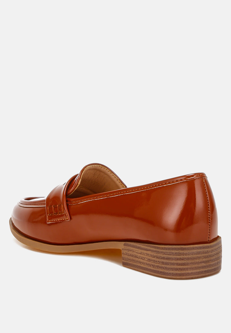 women penny strap detail loafers#color_brown