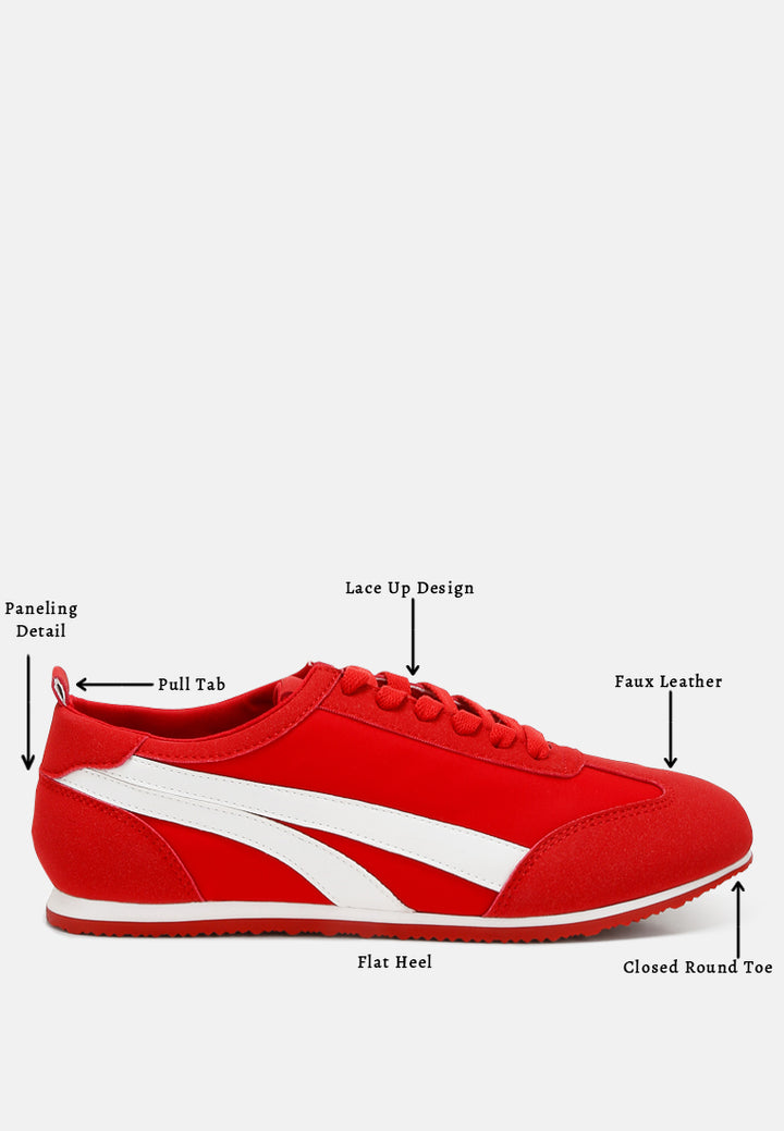 faux leather lace-up sneakers#color_red