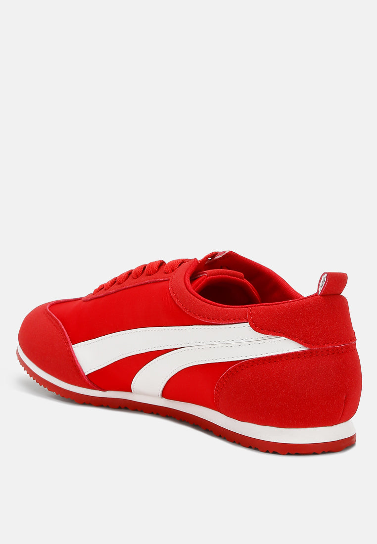faux leather lace-up sneakers#color_red