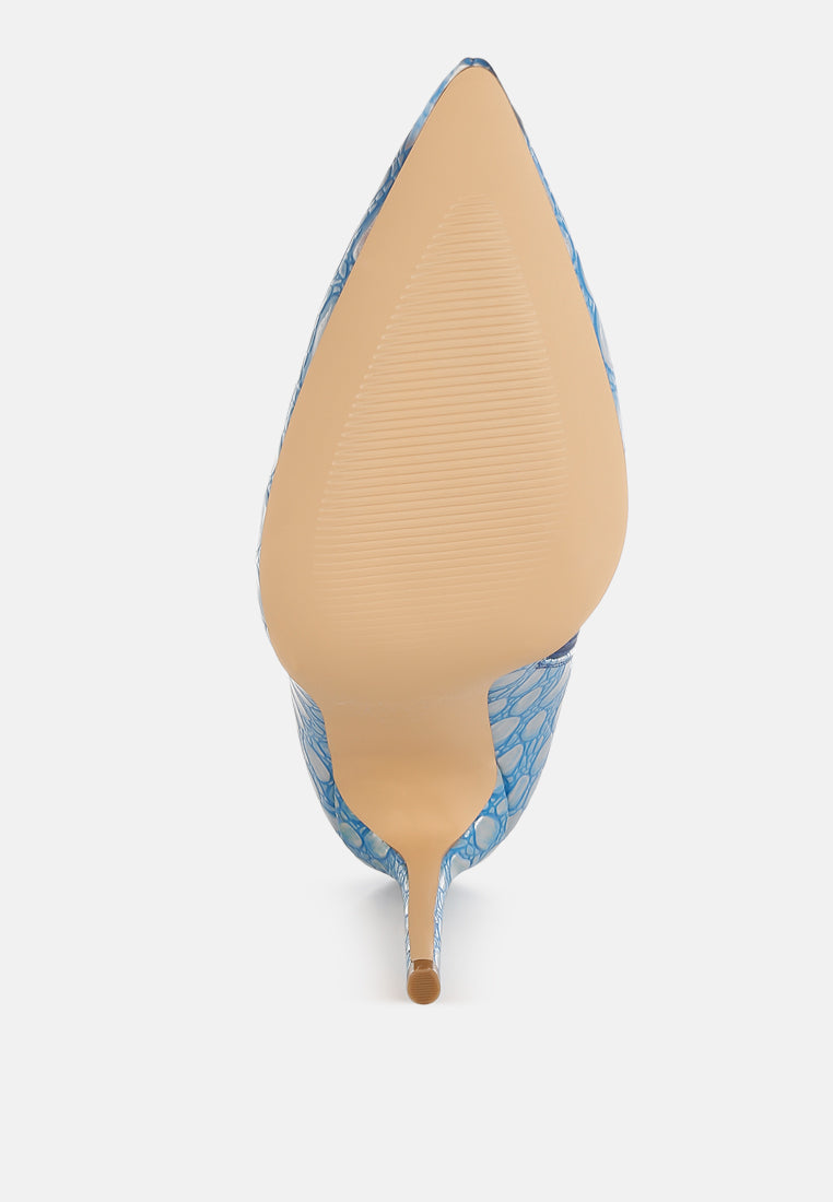 Embossed Stiletto Heel Ankle Boots