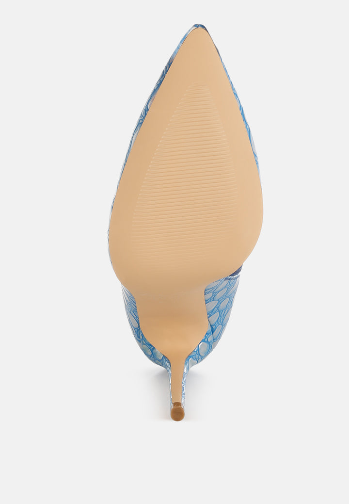 Embossed Stiletto Heel Ankle Boots