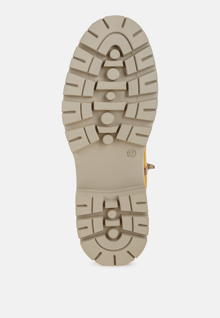 women faux fur detail chunky ankle boots#color_tan