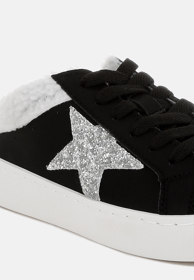 women fur collar slip on sneakers#color_black
