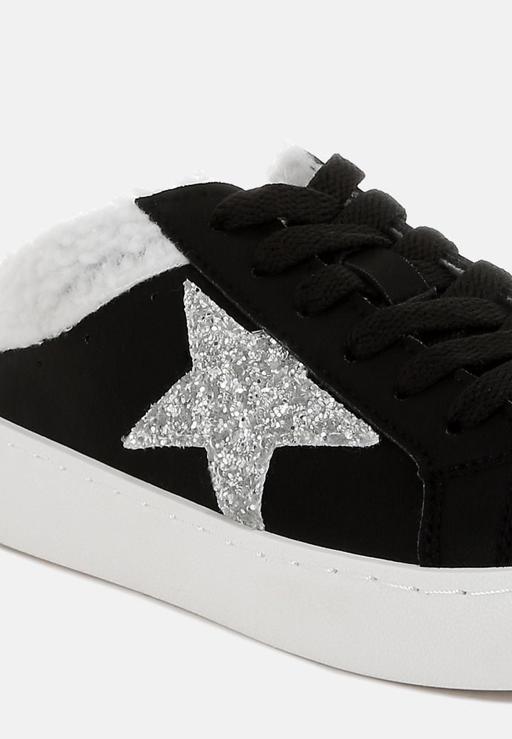women fur collar slip on sneakers#color_black