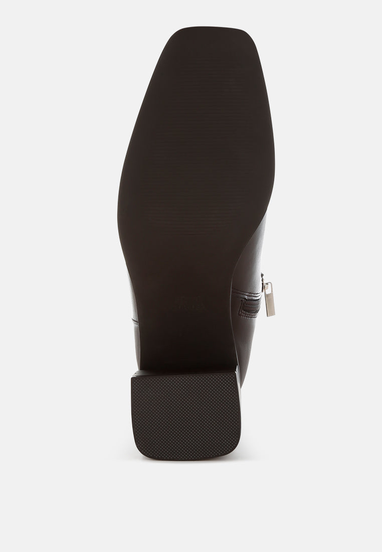 women square toe faux leather boots#color_chocolate