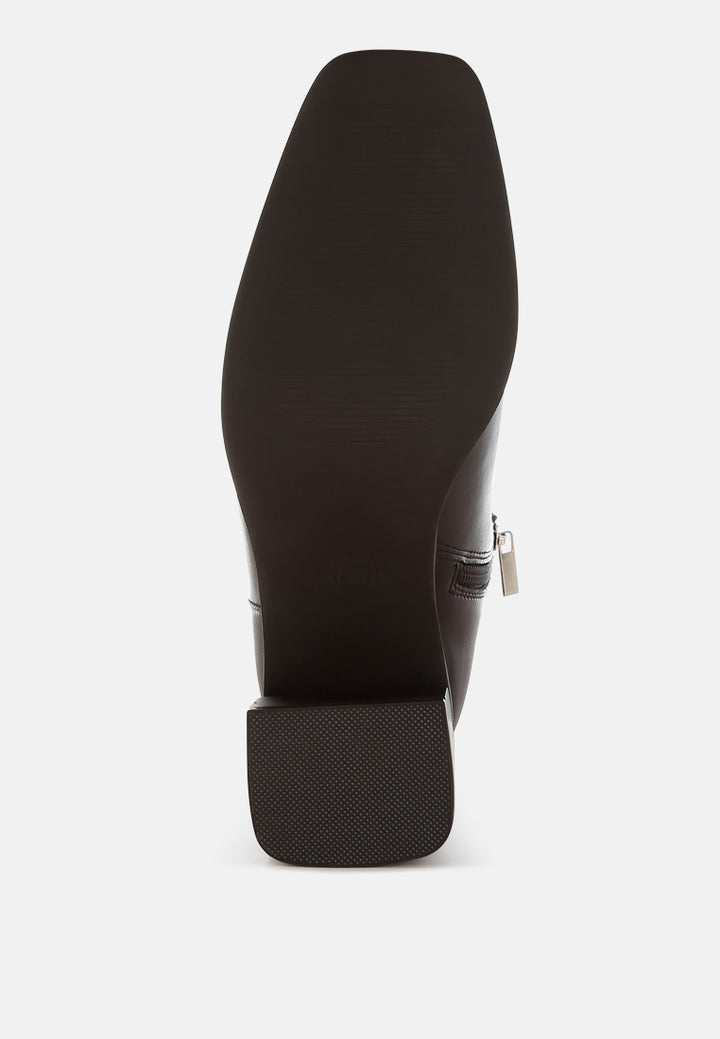 women square toe faux leather boots#color_chocolate