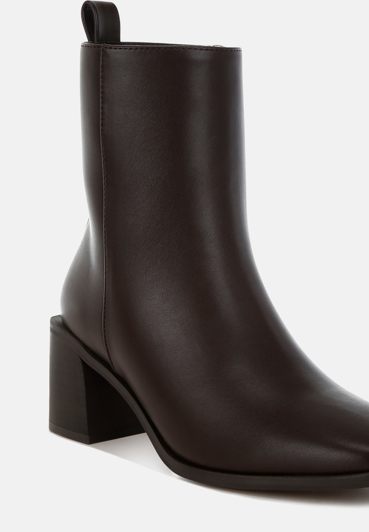 women square toe faux leather boots#color_chocolate