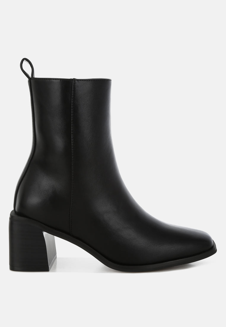 women square toe faux leather boots#color_black