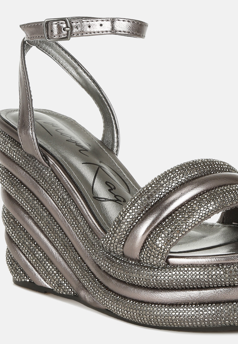 rhinestone studded wedge sandals#color_pewter