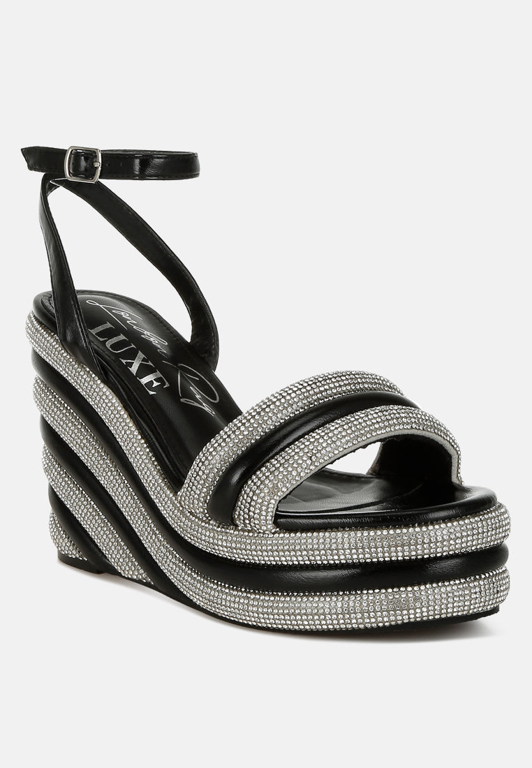 rhinestone studded wedge sandals#colour_black