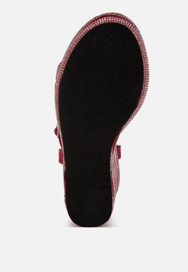 rhinestone studded wedge sandals#color_fuchsia