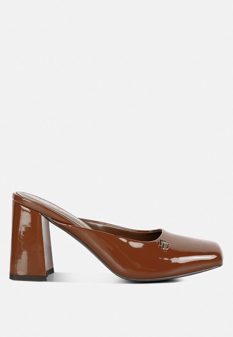 women patent block heels#color_brown