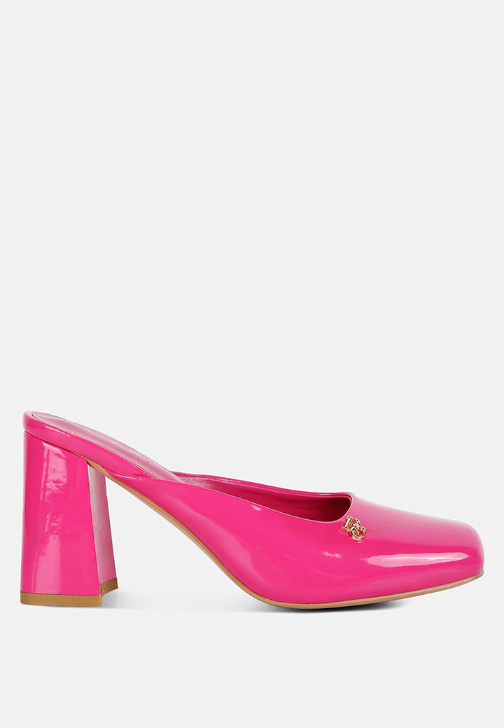 women patent block heels#color_fuchsia