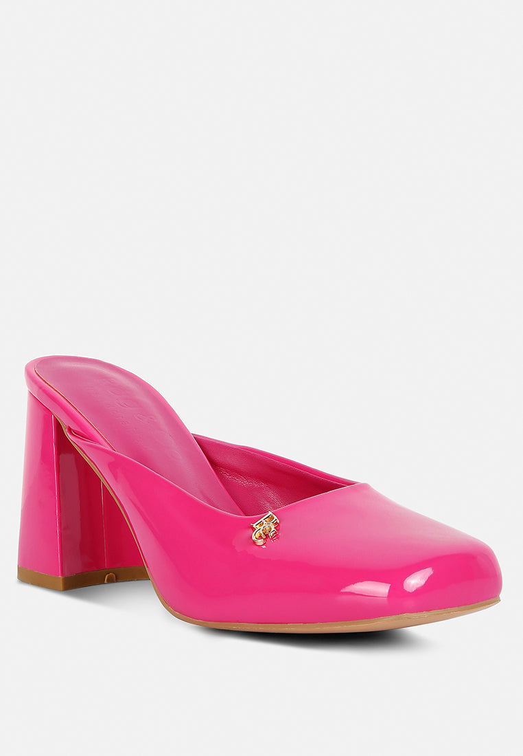 women patent block heels#color_fuchsia