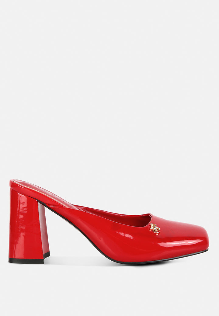 women patent block heels#color_red