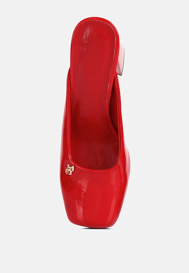 women patent block heels#color_red