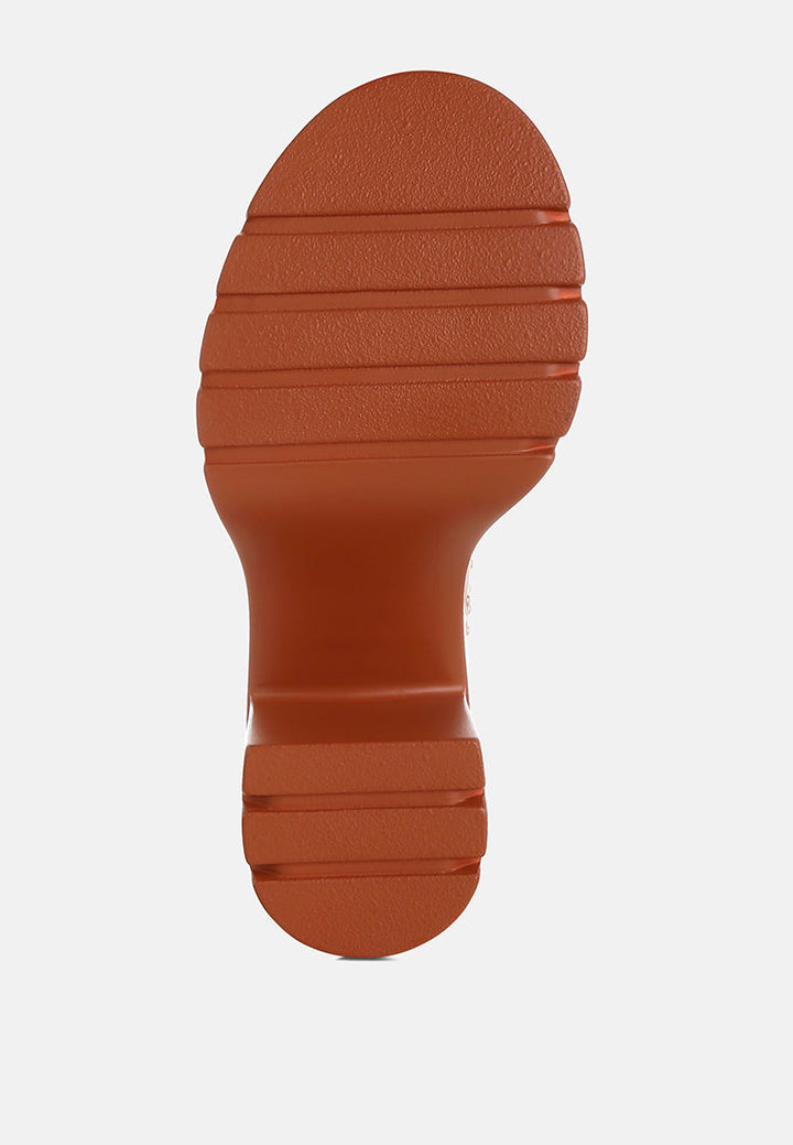 women stud embellished block heel sandals#color_tan