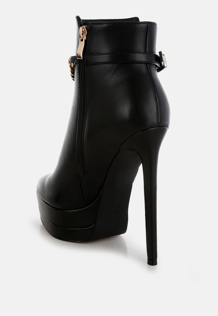 women metallic chain detail boots#color_black