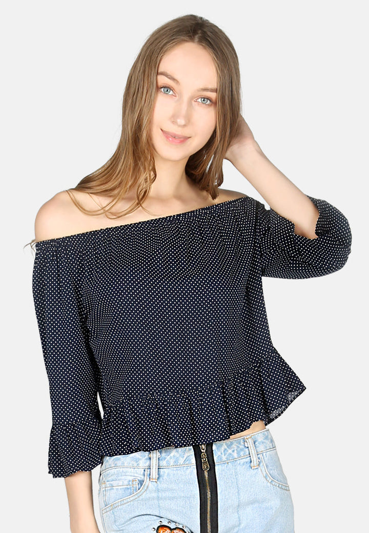 Women Polka Dot Off Shoulder Top