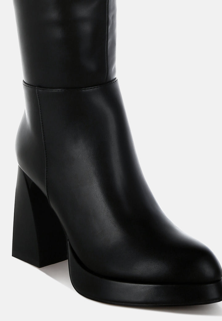 women faux leather knee-high boots#color_black