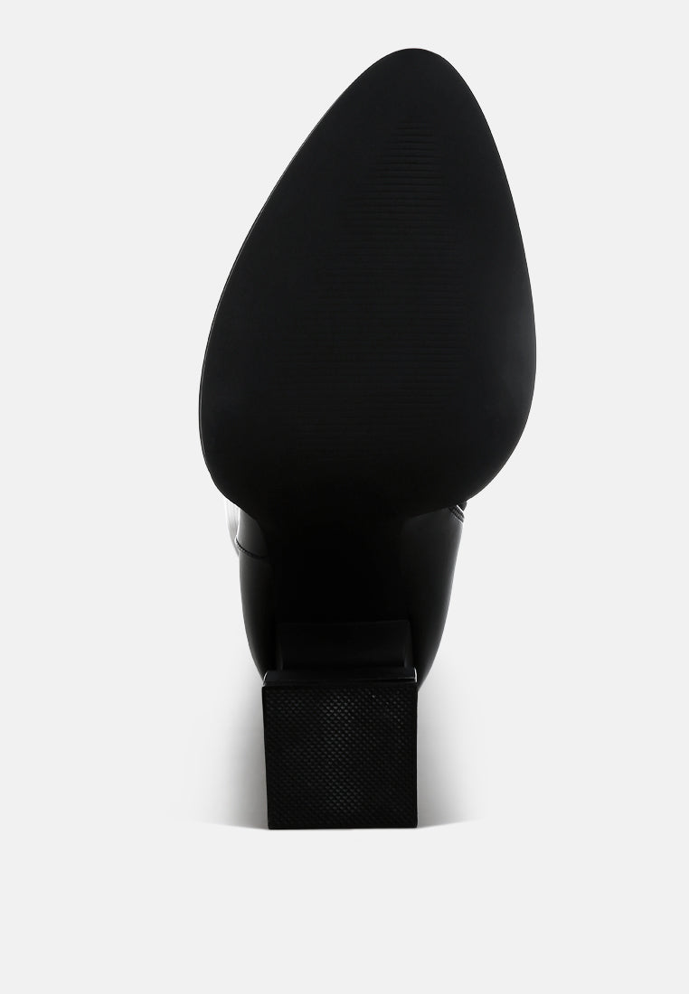 women faux leather knee-high boots#color_black