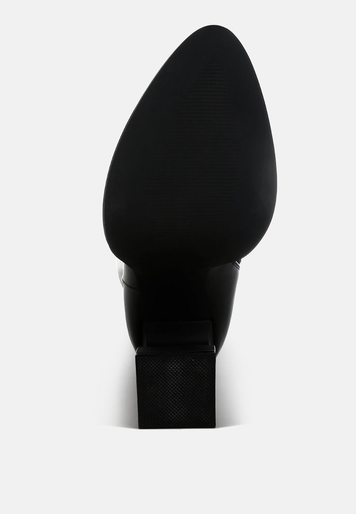 women faux leather knee-high boots#color_black