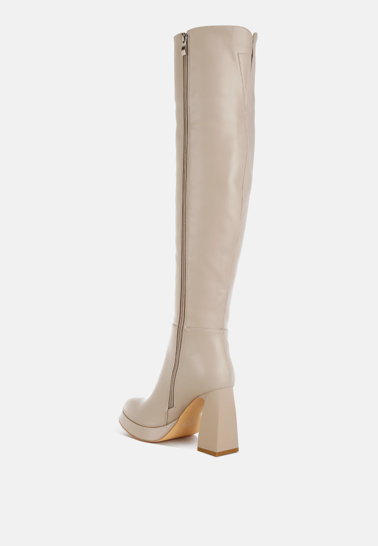 women faux leather knee-high boots#color_beige