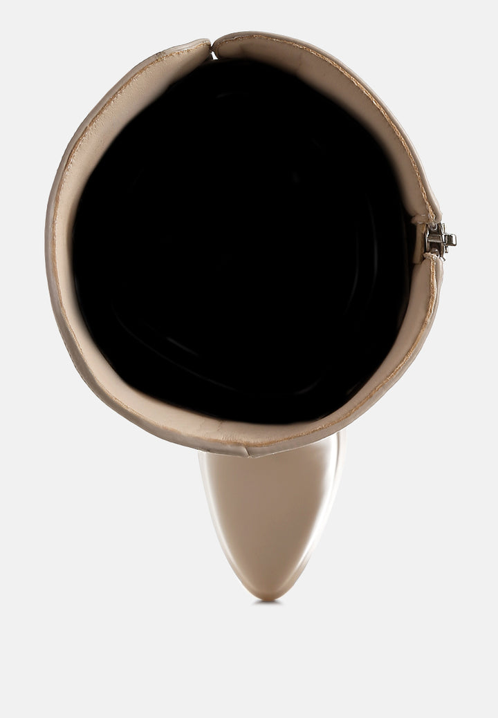 women faux leather knee-high boots#color_beige