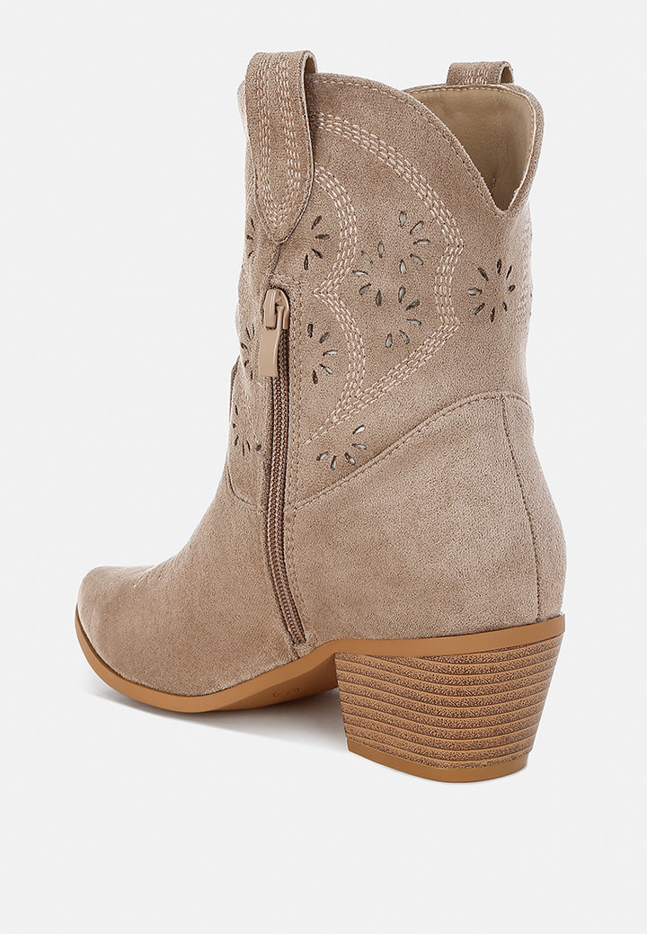 Women Cut Out Detail Cowboy Boots