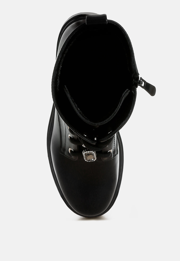 women rhinestone jewelled chunky boots#color_black