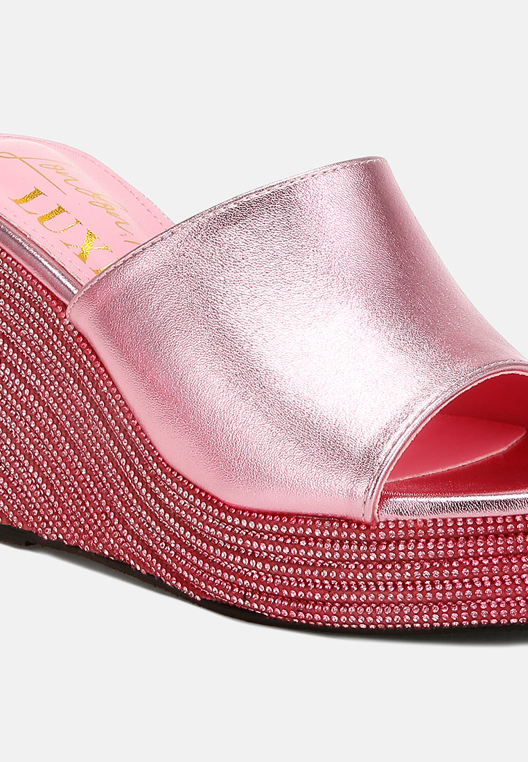 Wedge Heel Peep Toe Sandals#colour_pink