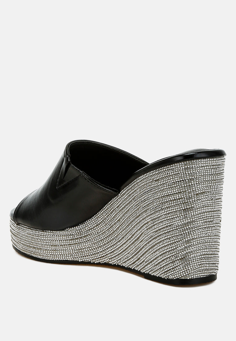 Wedge Heel Peep Toe Sandals#colour_black