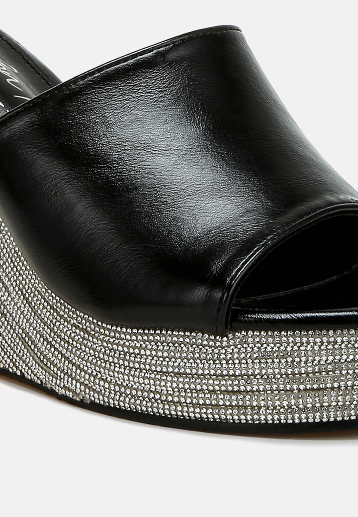 Wedge Heel Peep Toe Sandals#colour_black