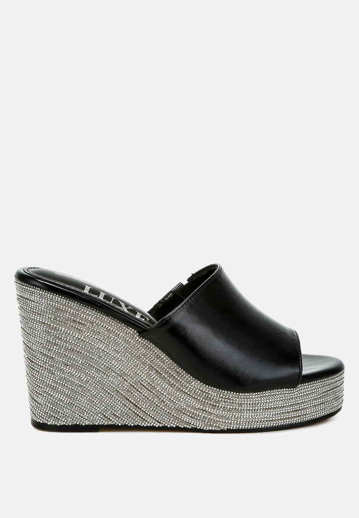 Wedge Heel Peep Toe Sandals#colour_black