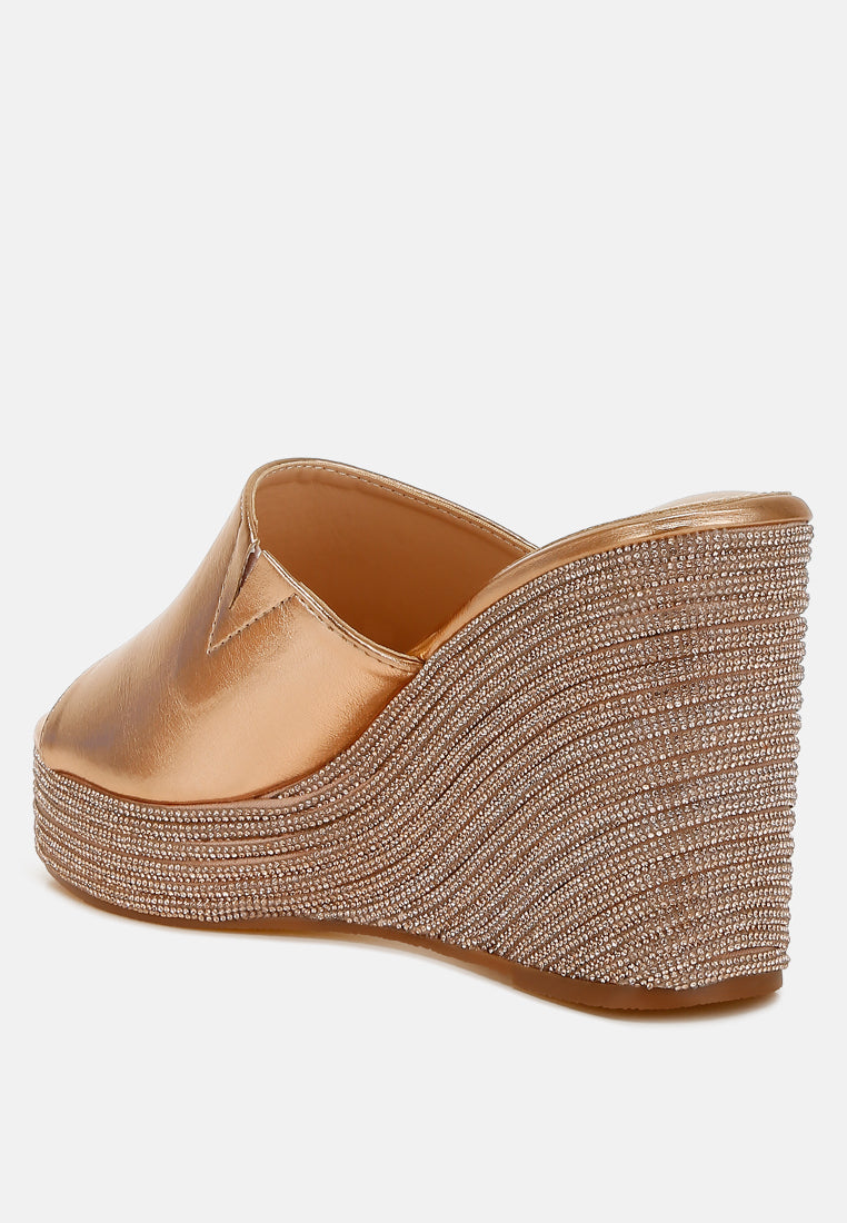 Wedge Heel Peep Toe Sandals#colour_rosegold