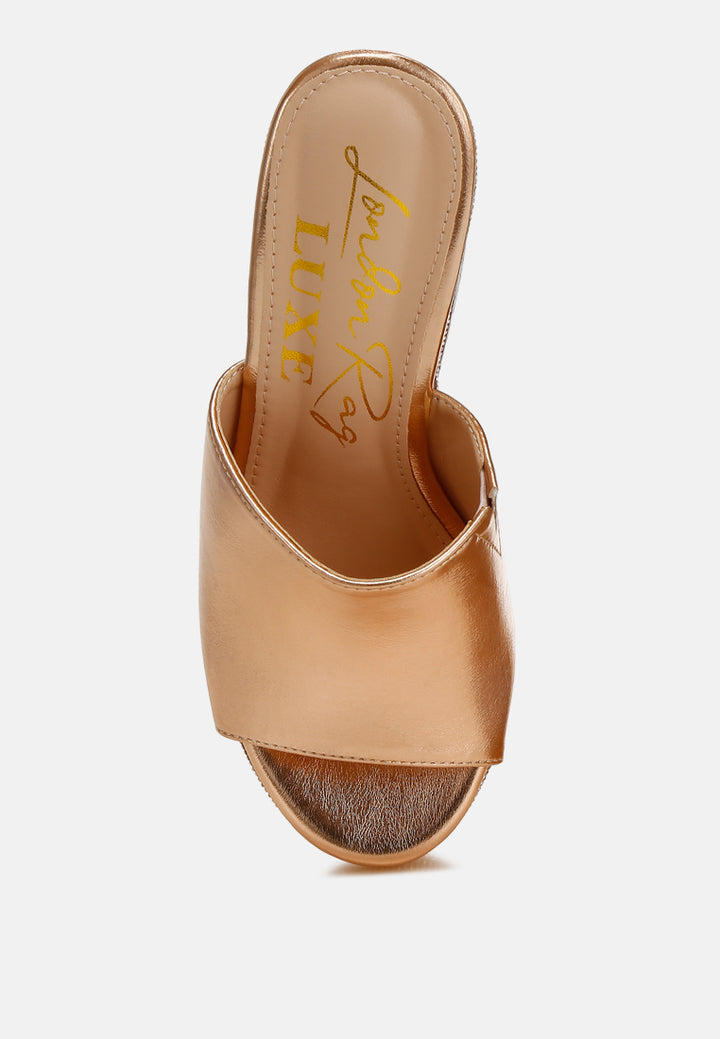 Wedge Heel Peep Toe Sandals#colour_rosegold