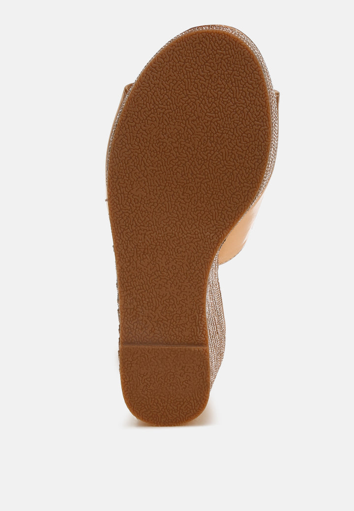 Wedge Heel Peep Toe Sandals#colour_rosegold