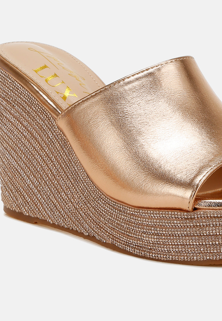 Wedge Heel Peep Toe Sandals#colour_rosegold