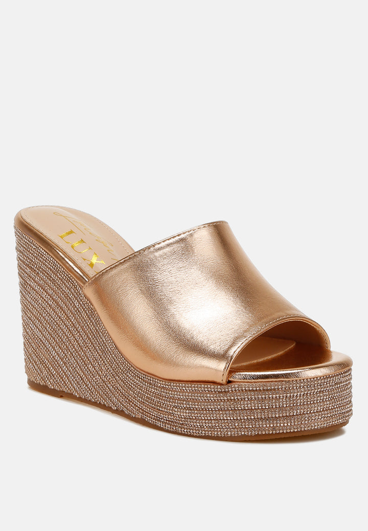 Wedge Heel Peep Toe Sandals#colour_rosegold
