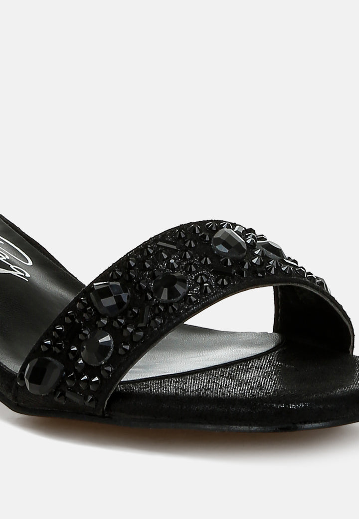 rhinestone embellished shimmer sandals#colour_black